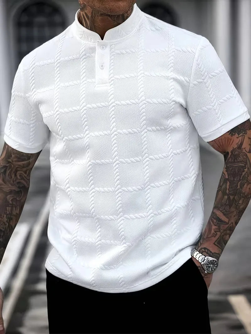 Korte Mouwen T-shirt met Opstaande Kraag → T-shirt Korte Mouwen Opstaande Kraag Zomer - StudioMarella