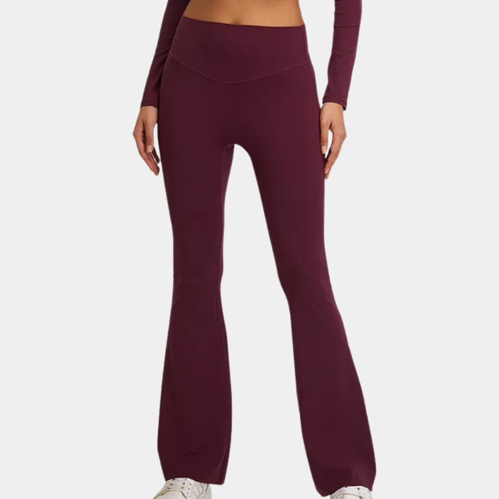 Dames Sportlegging Elastisch Flared Zijden Look - StudioMarella