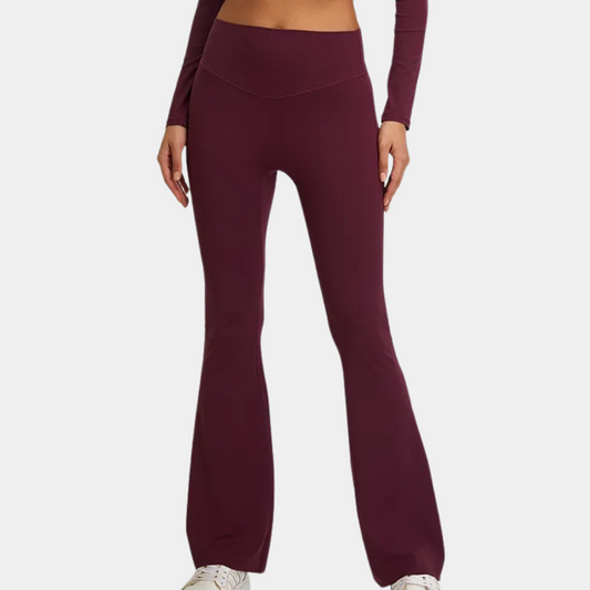 Dames Sportlegging Elastisch Flared Zijden Look - StudioMarella