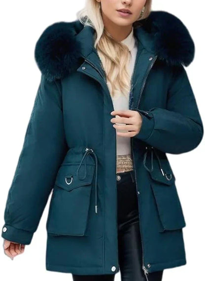 Donswitte Winterjas voor Vrouw Warm en Waterdicht