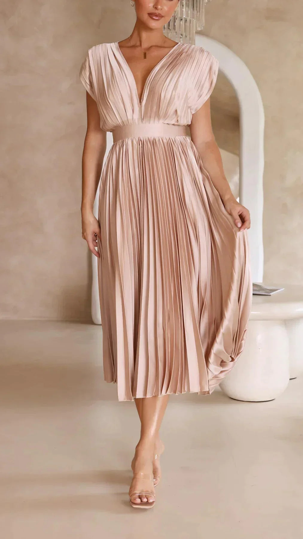 Vrouwelijke Zomerjurk Geplooide Jurk Elegant en Luchtig