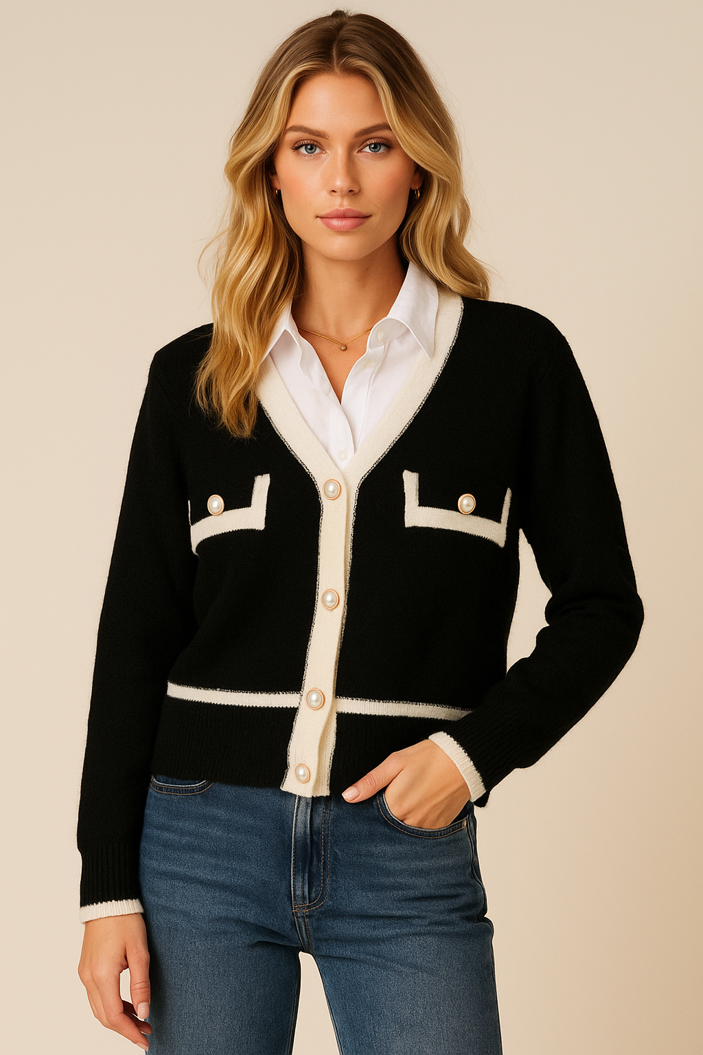 Dames Vest Goudkleurige Knopen Stijlvol Parijs Look - StudioMarella
