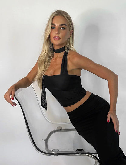 Mouwloze Blouse Vrouw Zomerse Top met Nekband