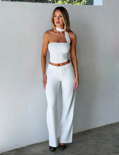 Mouwloze Blouse Vrouw Zomerse Top met Nekband