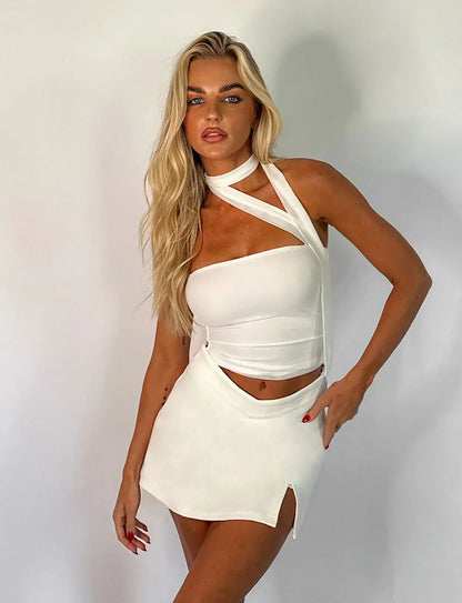 Mouwloze Blouse Vrouw Zomerse Top met Nekband