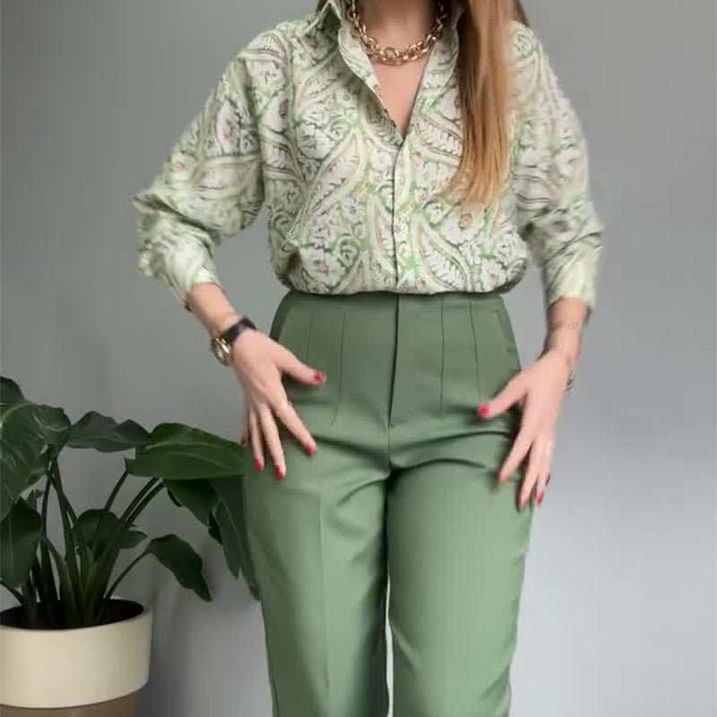 Dames Broekpak Met Print - Elegant en Comfortabel Werkpak