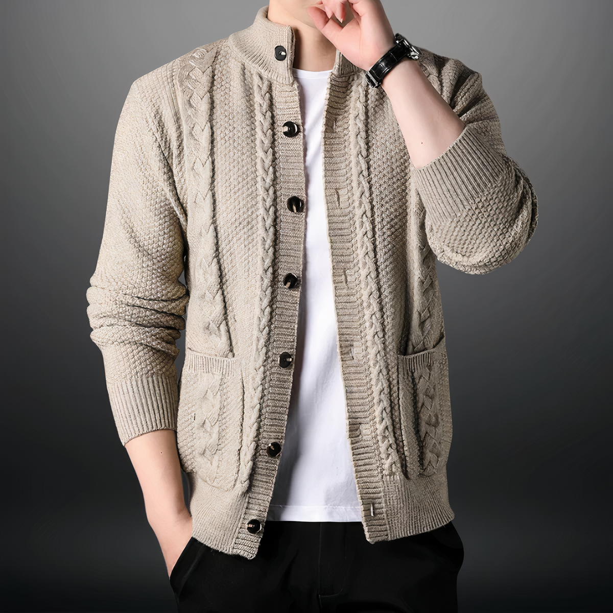 Gebreid Vest voor Mannen Modern Design Toby → Gebreid Vest Mannen Modern Warm Vestje