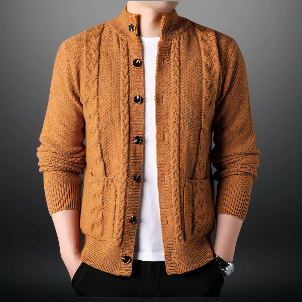 Gebreid Vest voor Mannen Modern Design Toby → Gebreid Vest Mannen Modern Warm Vestje