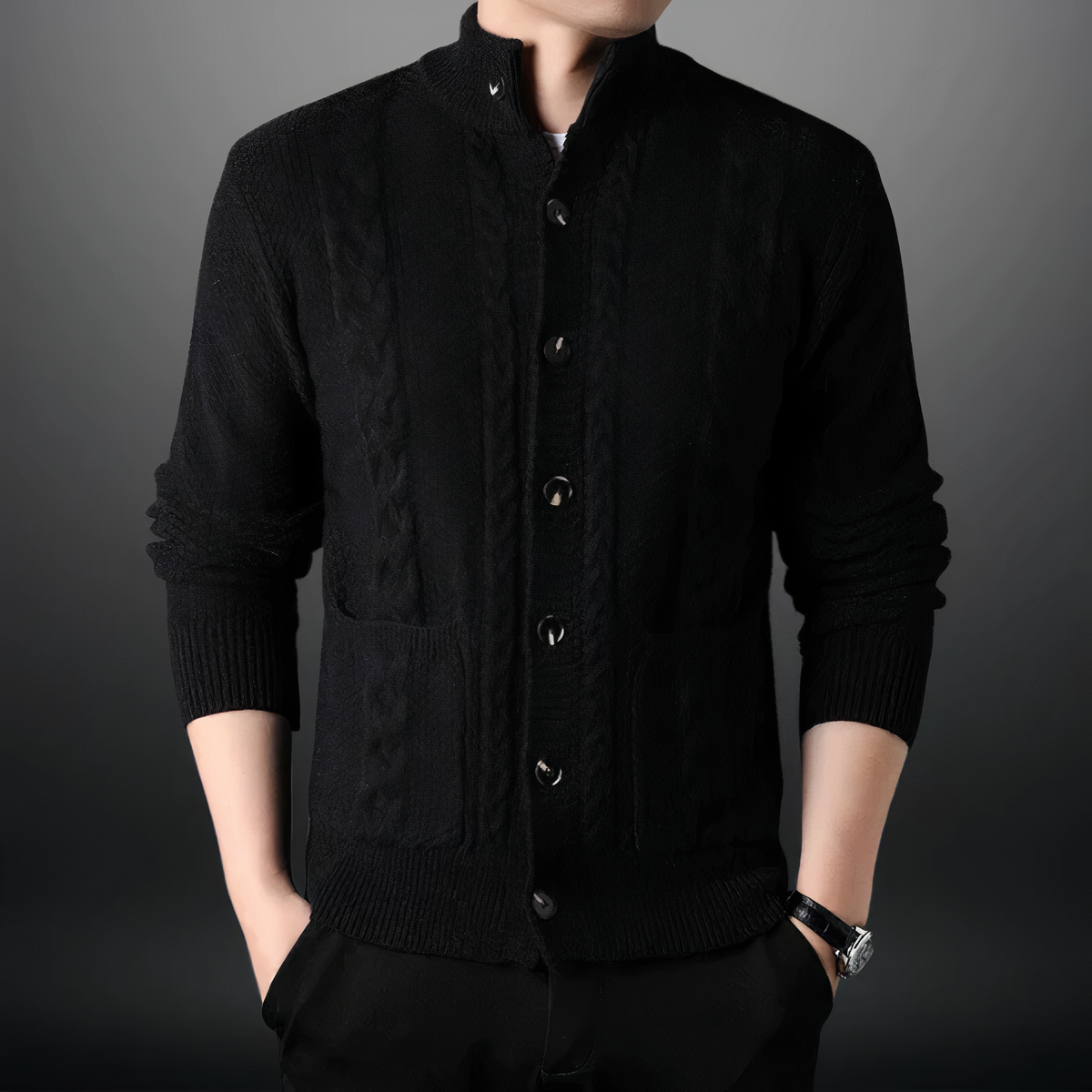 Gebreid Vest voor Mannen Modern Design Toby → Gebreid Vest Mannen Modern Warm Vestje