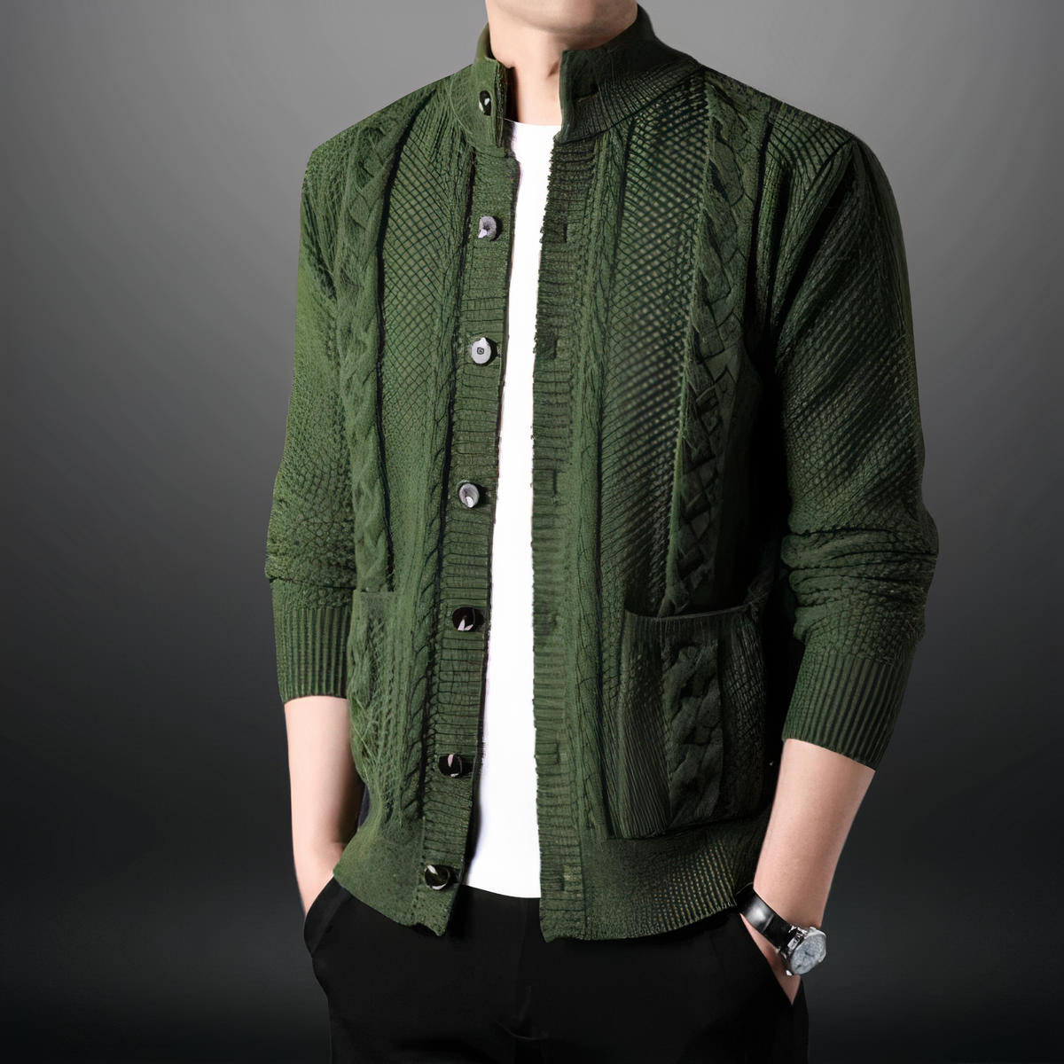 Gebreid Vest voor Mannen Modern Design Toby → Gebreid Vest Mannen Modern Warm Vestje