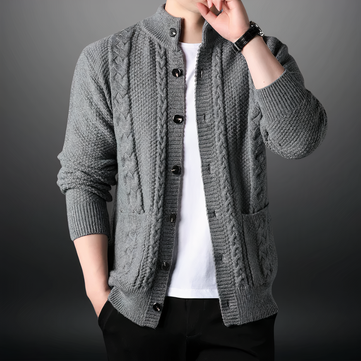 Gebreid Vest voor Mannen Modern Design Toby → Gebreid Vest Mannen Modern Warm Vestje - StudioMarella