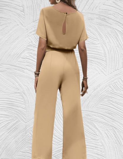Jumpsuit Wijd Met Strikbandjes en Wijde Mouwen