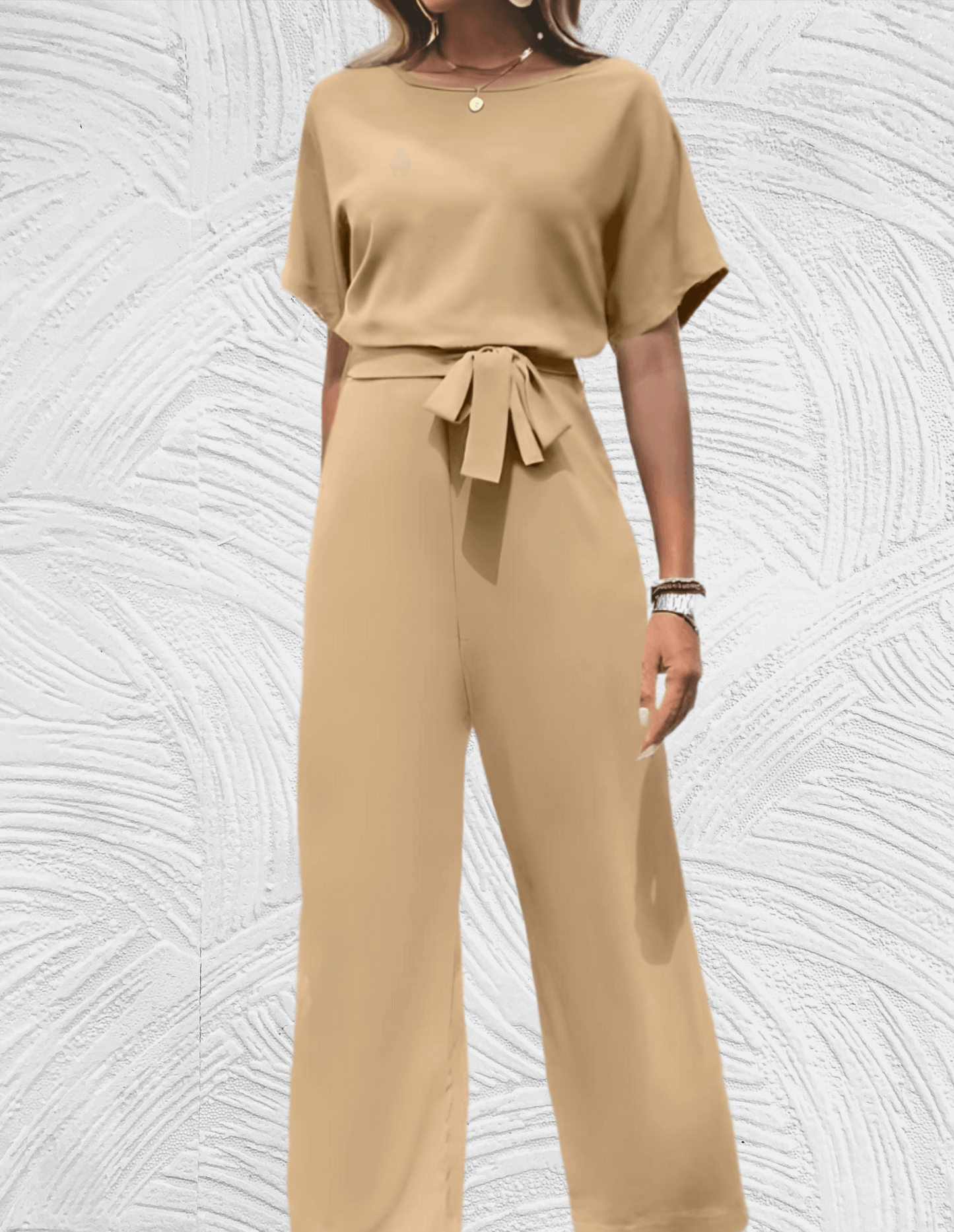 Jumpsuit Wijd Met Strikbandjes en Wijde Mouwen