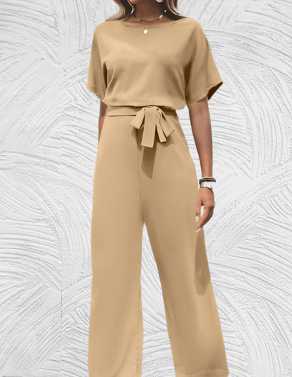 Jumpsuit Wijd Met Strikbandjes en Wijde Mouwen