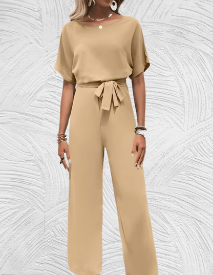 Jumpsuit Wijd Met Strikbandjes en Wijde Mouwen