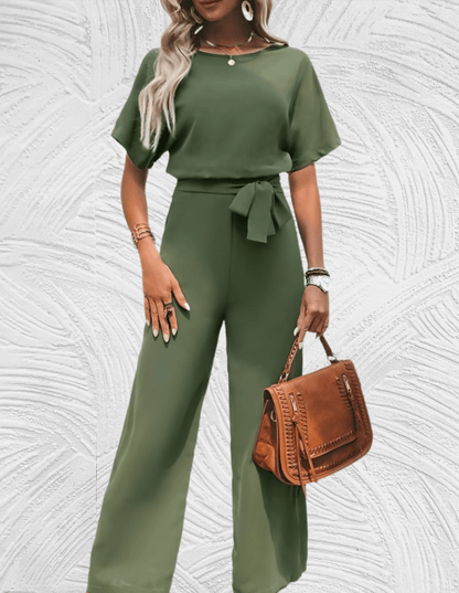 Jumpsuit Wijd Met Strikbandjes en Wijde Mouwen