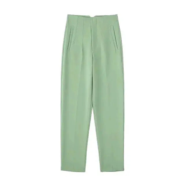 Hoge Taille Plissé Broek voor Vrouw → Hoge Taille Broek Plissé Dames Comfortabel