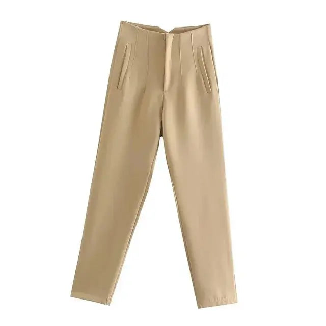 Hoge Taille Plissé Broek voor Vrouw → Hoge Taille Broek Plissé Dames Comfortabel