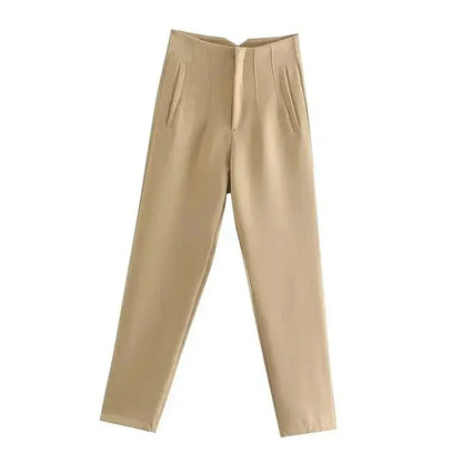 Hoge Taille Plissé Broek voor Vrouw → Hoge Taille Broek Plissé Dames Comfortabel