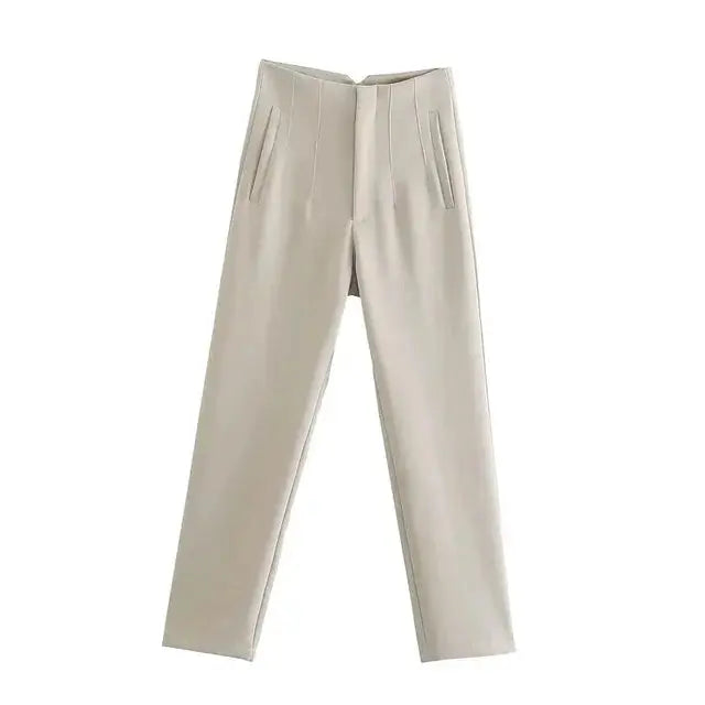 Hoge Taille Plissé Broek voor Vrouw → Hoge Taille Broek Plissé Dames Comfortabel
