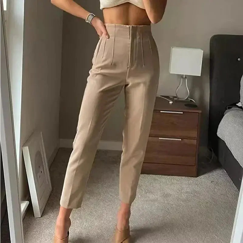 Hoge Taille Plissé Broek voor Vrouw → Hoge Taille Broek Plissé Dames Comfortabel - StudioMarella