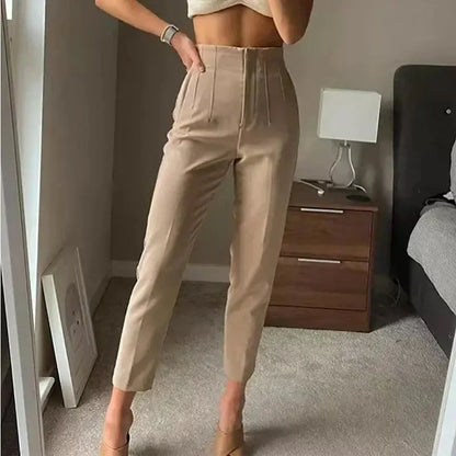 Hoge Taille Plissé Broek voor Vrouw → Hoge Taille Broek Plissé Dames Comfortabel - StudioMarella