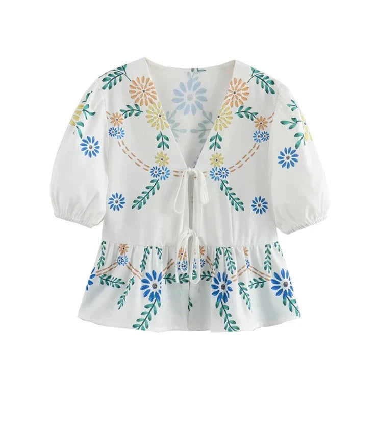 Bloemen Blouse Linnen Vrouwen blouse met print