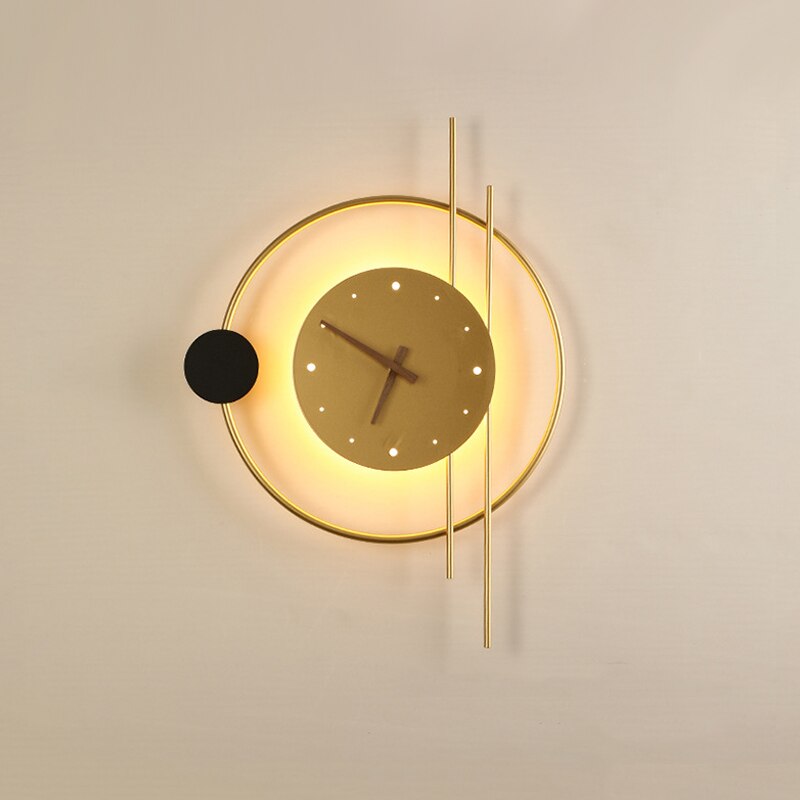 Wandklok Met Verlichting Groot 57x41,5cm Goud Zwart Modern Design