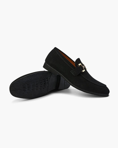 Leren Heren Loafers Chique Suede Met Metalen Versiering