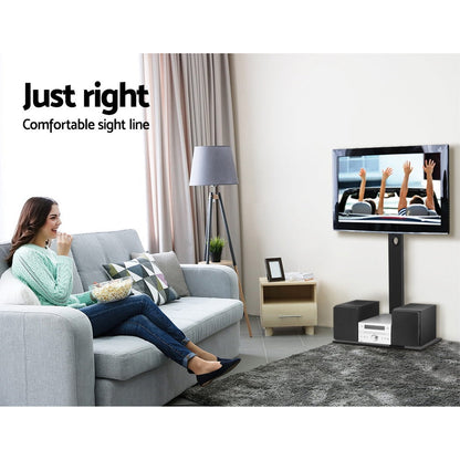 Verstelbare TV Vloerstandaard met Draaifunctie en Glasplateau – Geschikt voor 32 tot 70 Inch Televisies