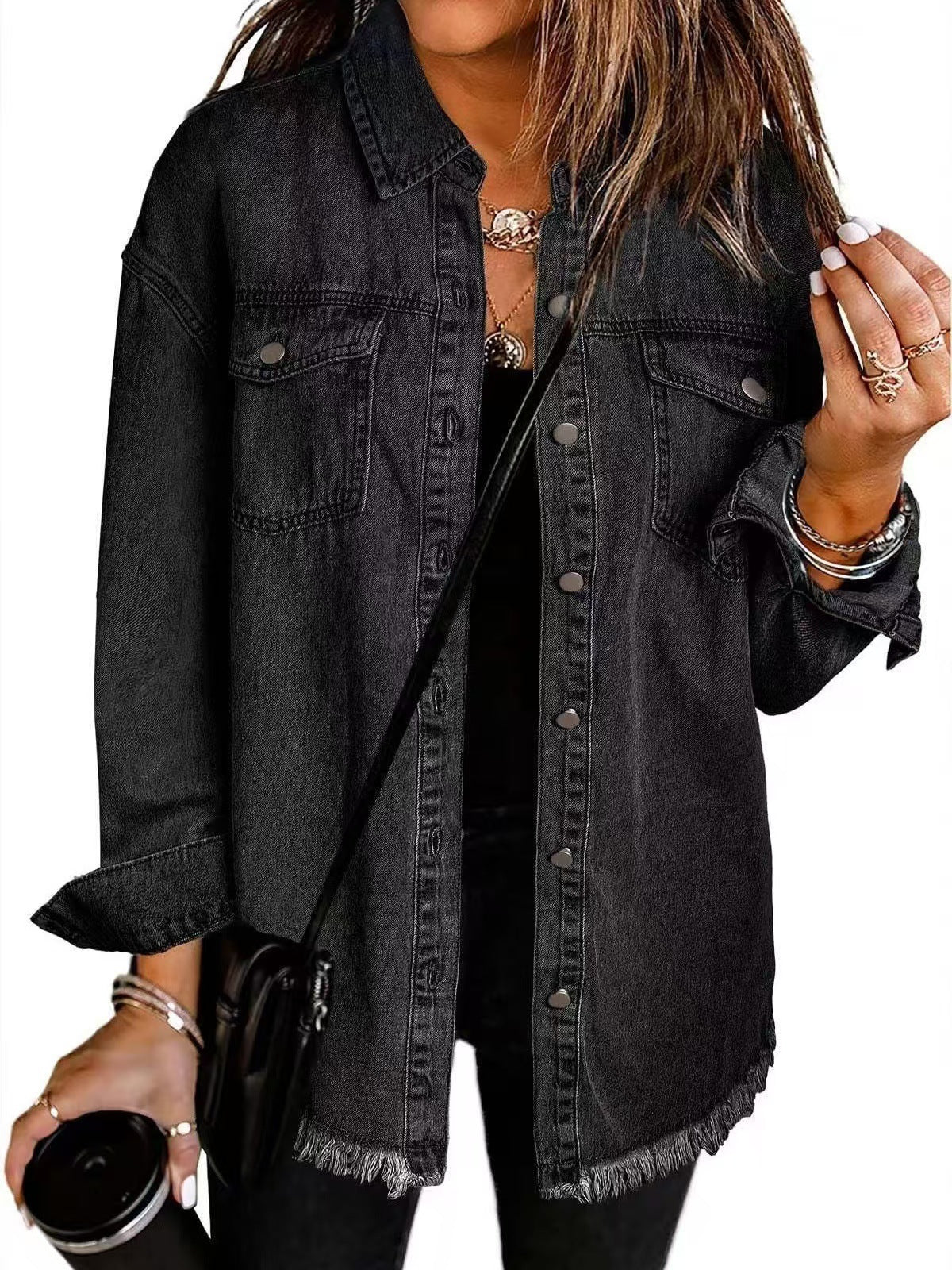 Dames Blouse Denim Klassiek Met Zakken Lichtblauw - StudioMarella