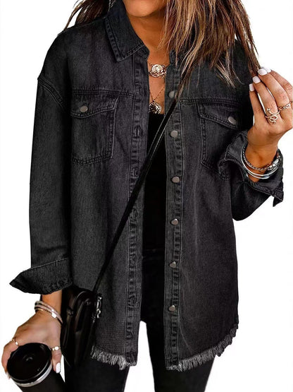 Dames Blouse Denim Klassiek Met Zakken Lichtblauw - StudioMarella
