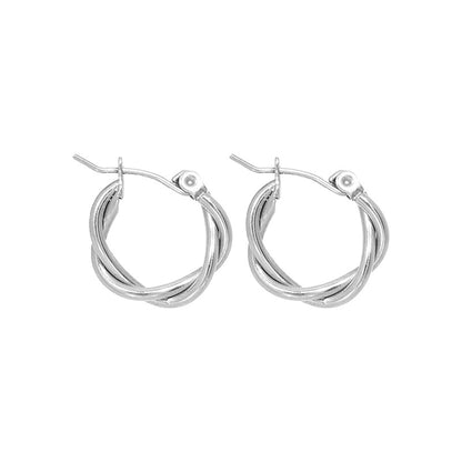 Kleine Oorringen Elegante Twist Design Zilver