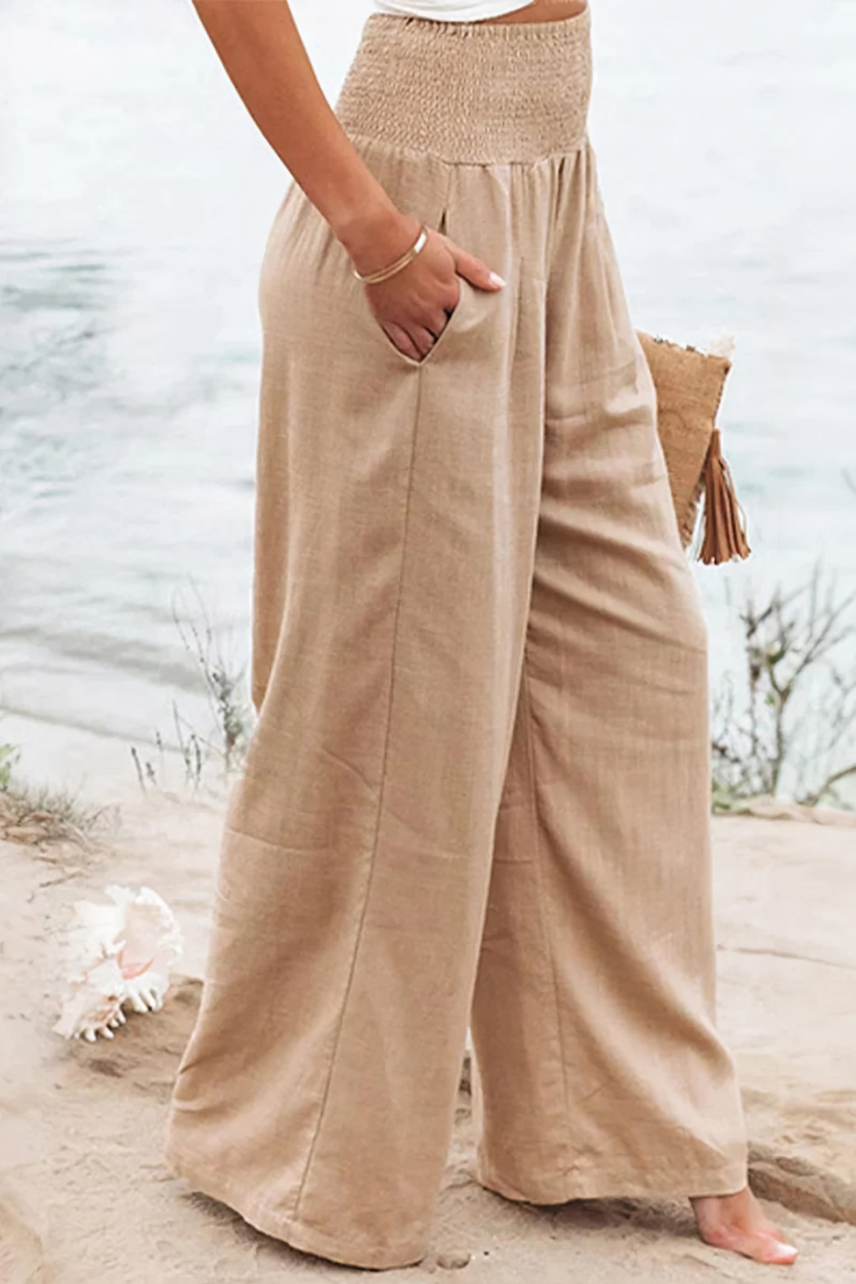 Linnen Palazzobroek Hooggesneden Zomerkleding voor Vrouw