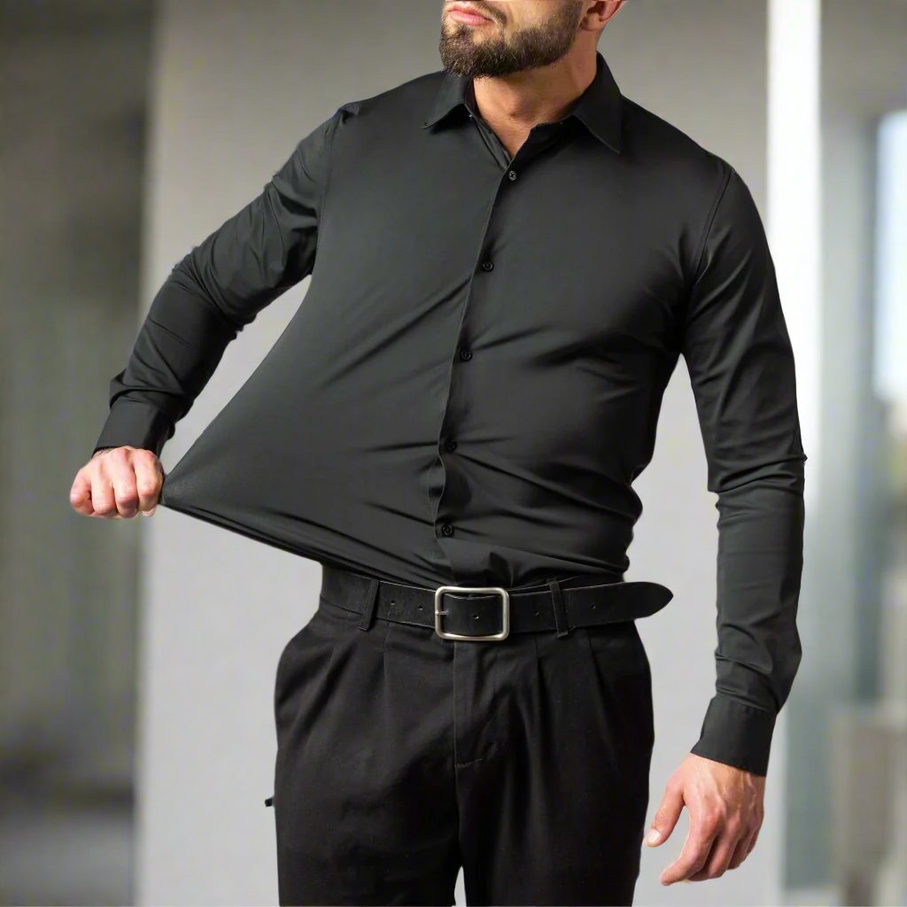 Mannen Overhemd Slim Fit Stretch Stof Hoge Kwaliteit