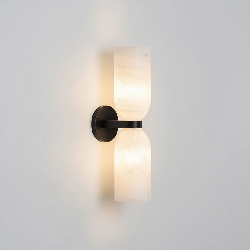 Alabasten Wandlamp met Messing — Dubbele Lichtschijven en Centrale Metalen Ster