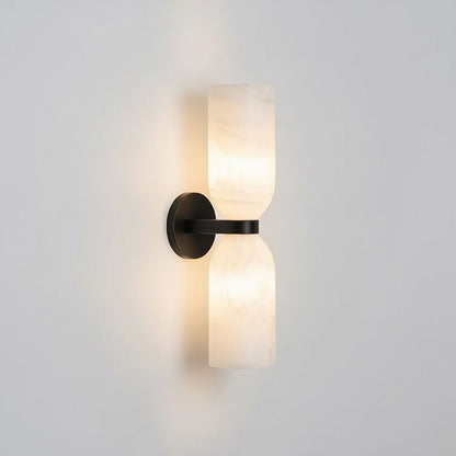Alabasten Wandlamp met Messing — Dubbele Lichtschijven en Centrale Metalen Ster