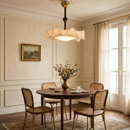 Plafondlamp met Bloemblaadjesontwerp – Walnoot & Goud – Geïntegreerde LED – Ø50cm × H44cm
