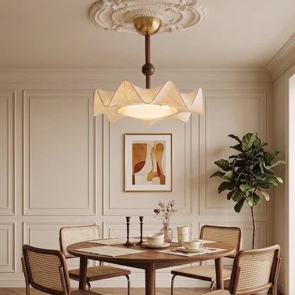 Plafondlamp met Bloemblaadjesontwerp – Walnoot & Goud – Geïntegreerde LED – Ø50cm × H44cm