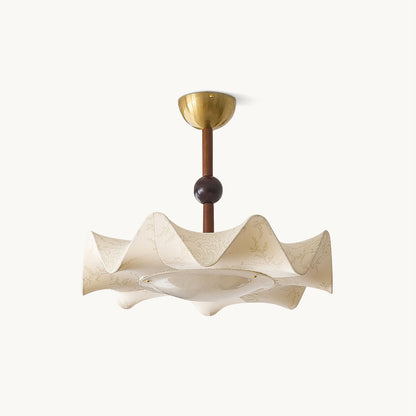 Plafondlamp met Bloemblaadjesontwerp – Walnoot & Goud – Geïntegreerde LED – Ø50cm × H44cm