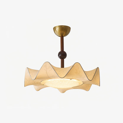 Plafondlamp met Bloemblaadjesontwerp – Walnoot & Goud – Geïntegreerde LED – Ø50cm × H44cm