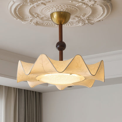 Plafondlamp met Bloemblaadjesontwerp – Walnoot & Goud – Geïntegreerde LED – Ø50cm × H44cm