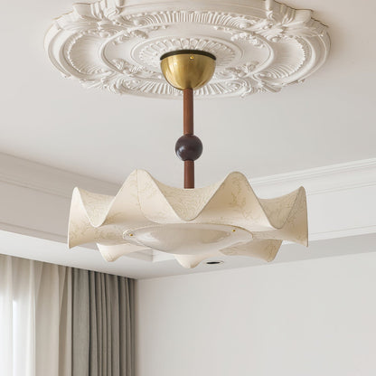 Plafondlamp met Bloemblaadjesontwerp – Walnoot & Goud – Geïntegreerde LED – Ø50cm × H44cm