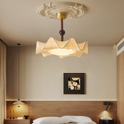 Plafondlamp met Bloemblaadjesontwerp – Walnoot & Goud – Geïntegreerde LED – Ø50cm × H44cm