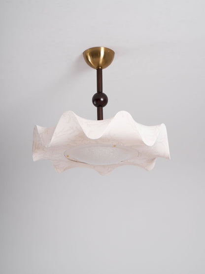Plafondlamp met Bloemblaadjesontwerp – Walnoot & Goud – Geïntegreerde LED – Ø50cm × H44cm