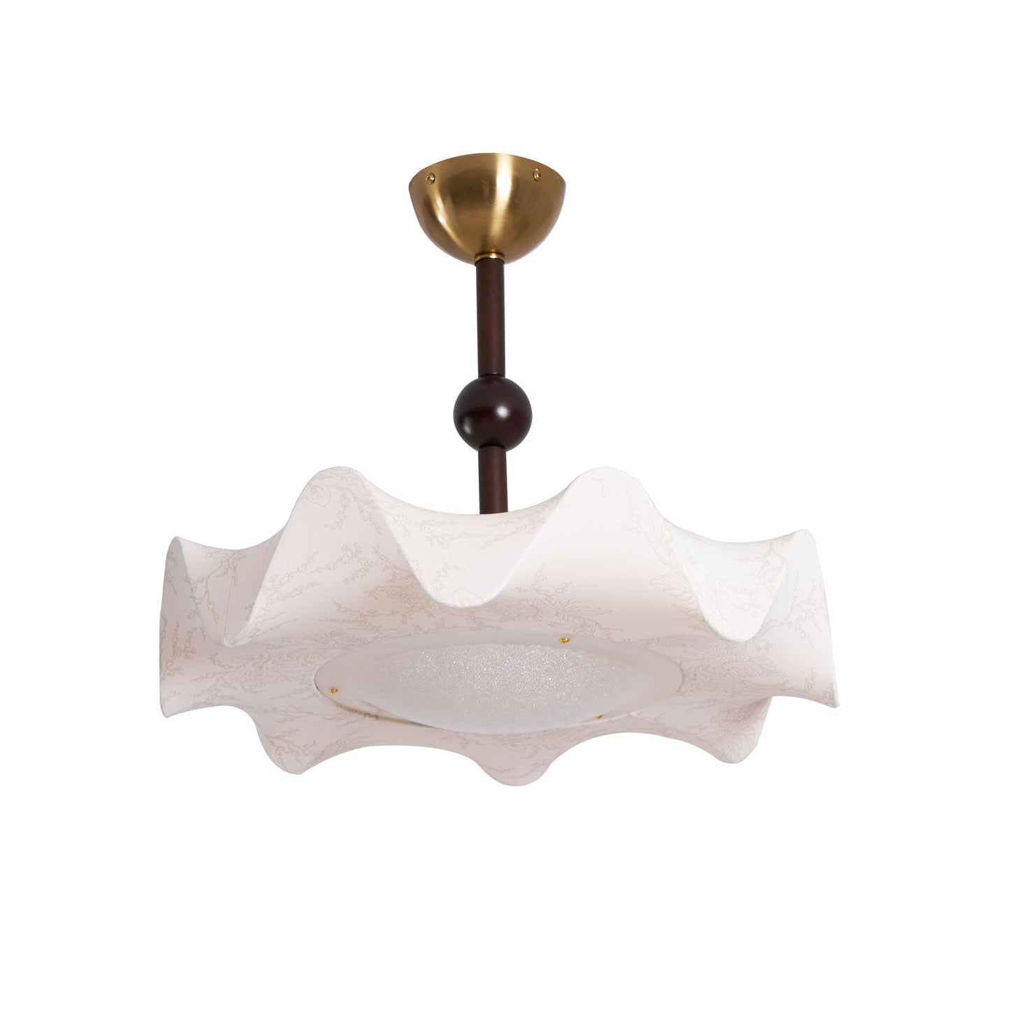Plafondlamp met Bloemblaadjesontwerp – Walnoot & Goud – Geïntegreerde LED – Ø50cm × H44cm