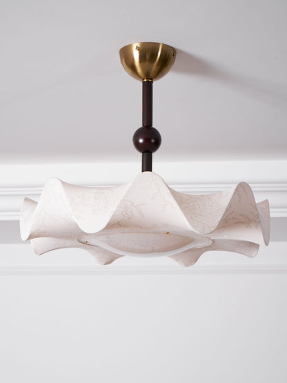 Plafondlamp met Bloemblaadjesontwerp – Walnoot & Goud – Geïntegreerde LED – Ø50cm × H44cm