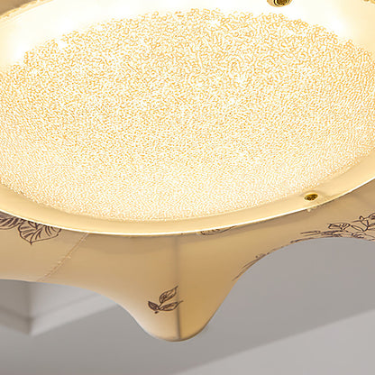 Plafondlamp met Bloemblaadjesontwerp – Walnoot & Goud – Geïntegreerde LED – Ø50cm × H44cm
