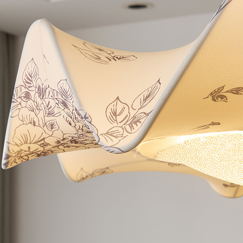 Plafondlamp met Bloemblaadjesontwerp – Walnoot & Goud – Geïntegreerde LED – Ø50cm × H44cm