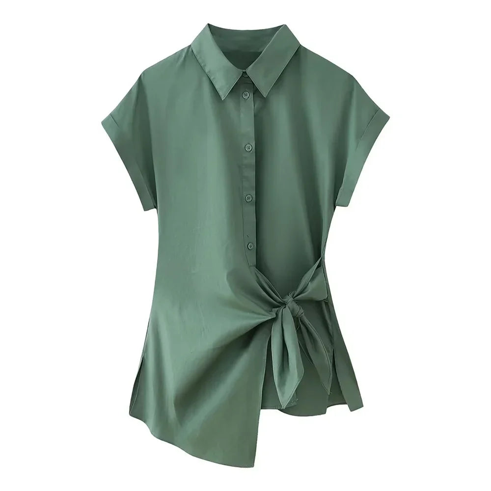 Dames Blouse Zomerse Lichte Katoen met Knopen
